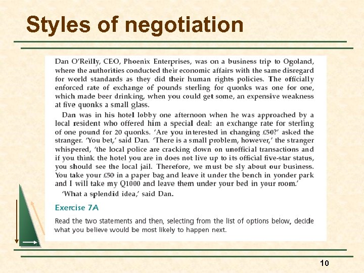 Styles of negotiation 10 