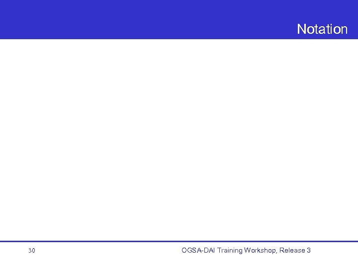 Notation 30 OGSA-DAI Training Workshop, Release 3 