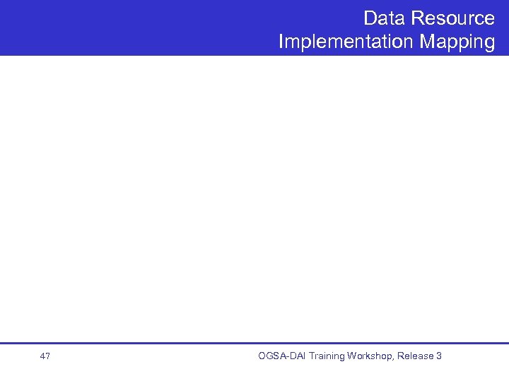 Data Resource Implementation Mapping 47 OGSA-DAI Training Workshop, Release 3 