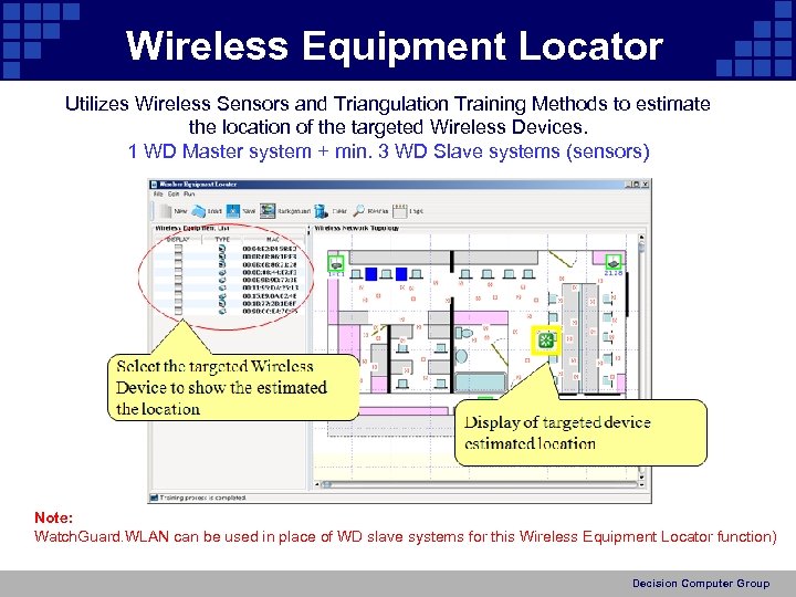 Wireless Equipment Locator Utilizes Wireless Sensors and Triangulation Training Methods to estimate the location