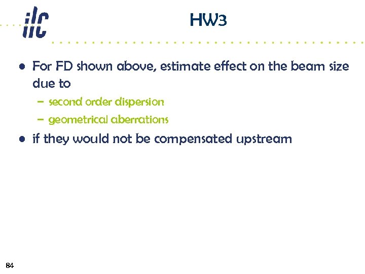 HW 3 • For FD shown above, estimate effect on the beam size due