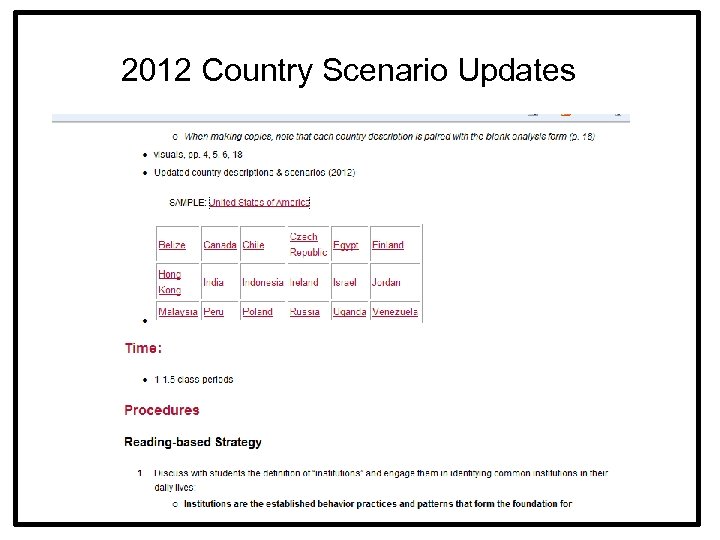 2012 Country Scenario Updates 