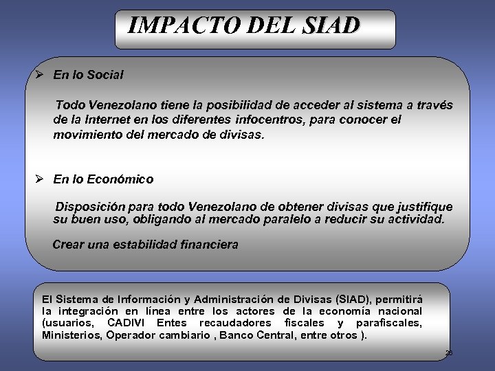 IMPACTO DEL SIAD Ø En lo Social Todo Venezolano tiene la posibilidad de acceder