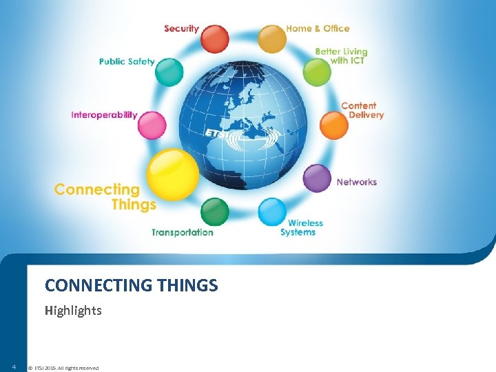 CONNECTING THINGS Highlights 4 © ETSI 2015. All rights reserved 
