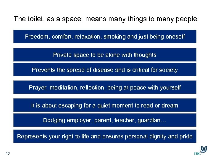 The toilet, as a space, means many things to many people: Freedom, comfort, relaxation,
