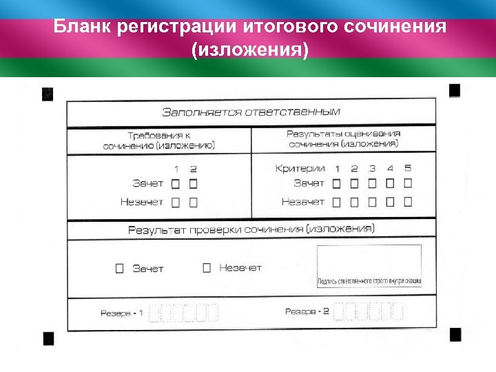 Бланк регистрации итогового сочинения (изложения) 