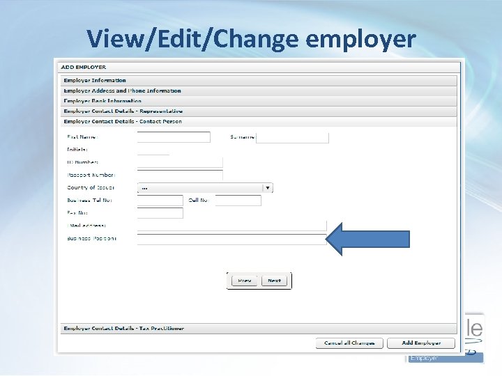 View/Edit/Change employer 