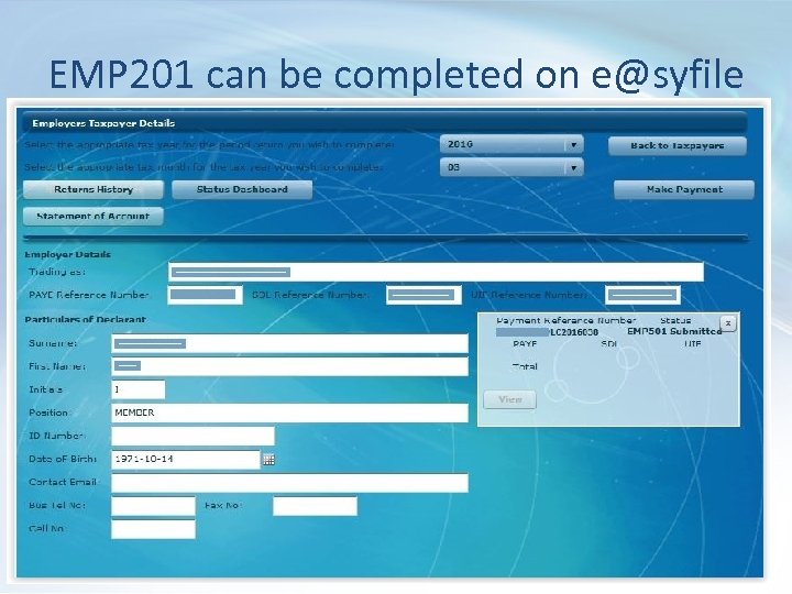 EMP 201 can be completed on e@syfile 