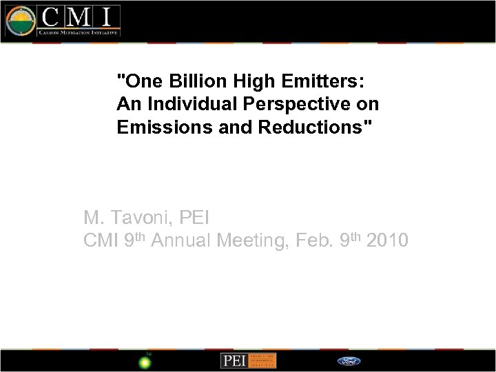 "One Billion High Emitters: An Individual Perspective on Emissions and Reductions" M. Tavoni, PEI