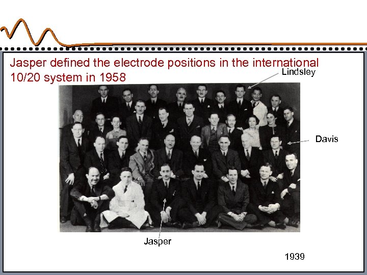 Jasper defined the electrode positions in the international Lindsley 10/20 system in 1958 Davis