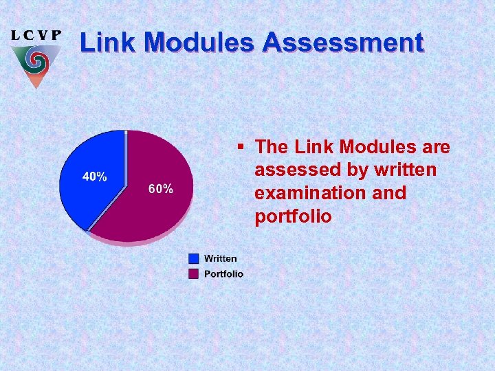 Link Modules Assessment § The Link Modules are assessed by written examination and portfolio