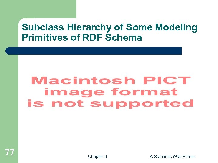 Subclass Hierarchy of Some Modeling Primitives of RDF Schema 77 Chapter 3 A Semantic