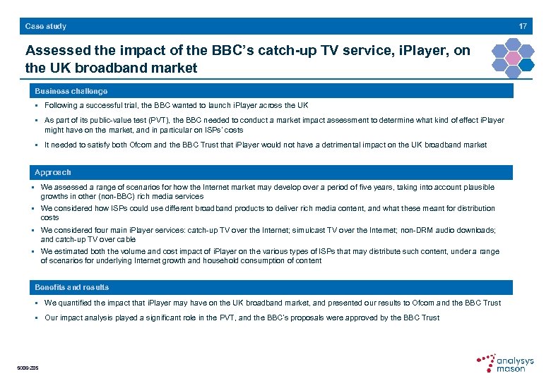 Case study Assessed the impact of the BBC’s catch-up TV service, i. Player, on