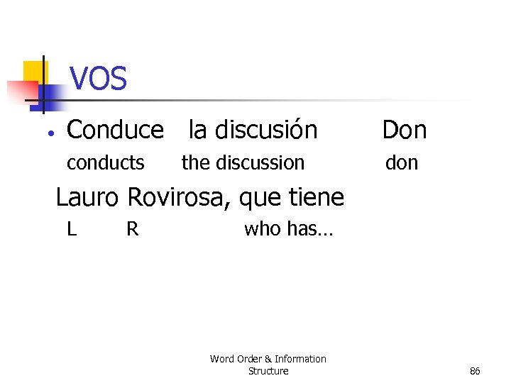 VOS • Conduce la discusión Don conducts don the discussion Lauro Rovirosa, que tiene