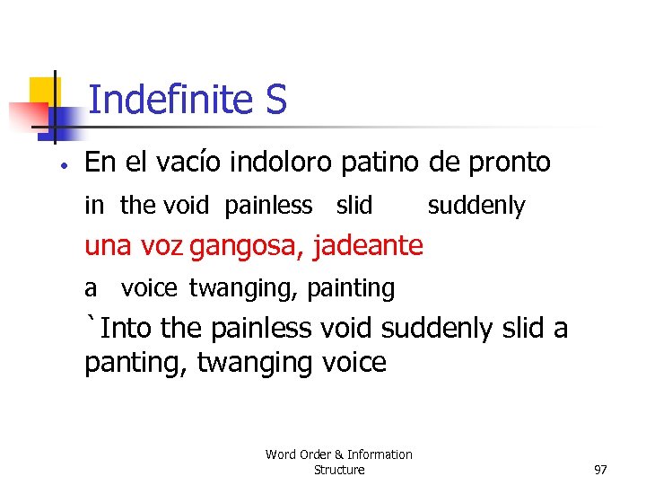 Indefinite S • En el vacío indoloro patino de pronto in the void painless