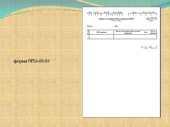 форма ППЭ-05 -01 
