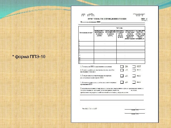 * форма ППЭ-10 