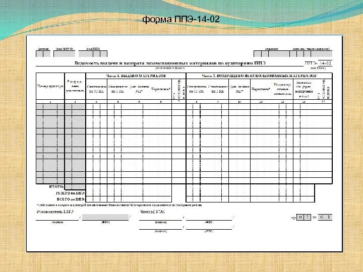 форма ППЭ-14 -02 