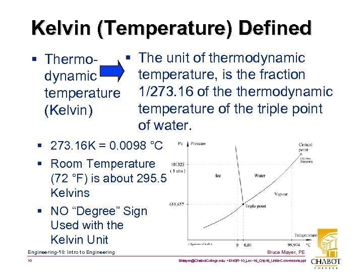 Kelvin (Temperature) Defined § § Thermodynamic temperature (Kelvin) The unit of thermodynamic temperature, is