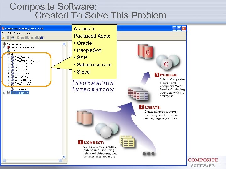 Composite Software: Created To Solve This Problem Access to Packaged Apps: • Oracle •