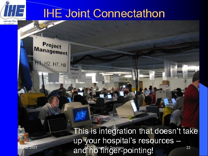IHE Joint Connectathon January, 2005 Oak Brook, IL 300 engineers 43 companies 110 products