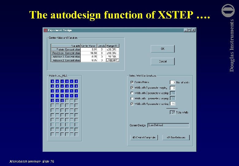  Microbatch seminar- slide 76 Douglas Instruments The autodesign function of XSTEP …. 