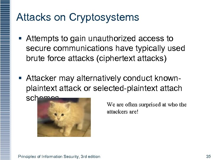 Attacks on Cryptosystems § Attempts to gain unauthorized access to secure communications have typically