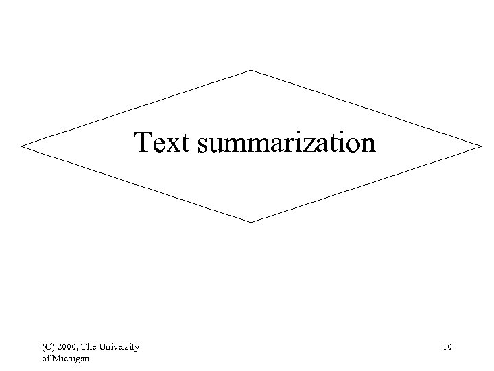 Text summarization (C) 2000, The University of Michigan 10 