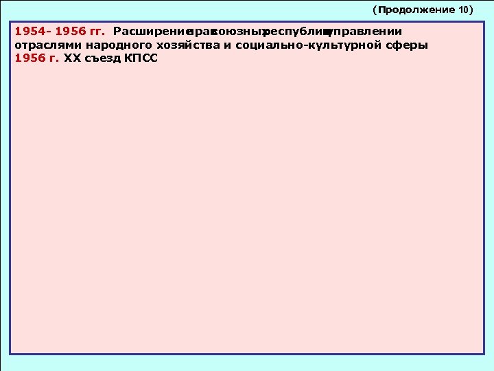 (Продолжение 10) 1954 - 1956 гг. Расширение союзных прав республик в управлении отраслями народного