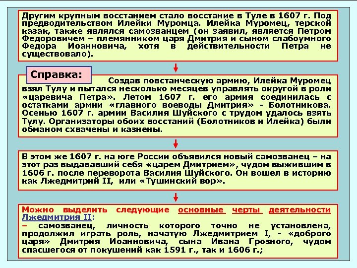 Другим крупным восстанием стало восстание в Туле в 1607 г. Под предводительством Илейки Муромца.