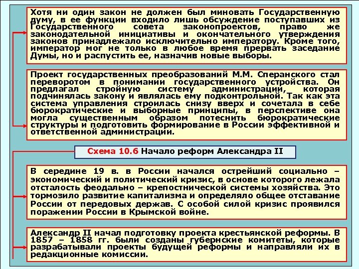 Хотя ни один закон не должен был миновать Государственную думу, в ее функции входило