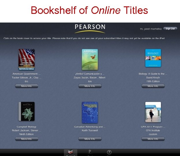 Bookshelf of Online Titles 