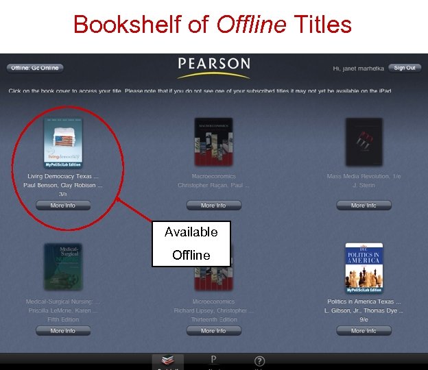 Bookshelf of Offline Titles Available Offline 