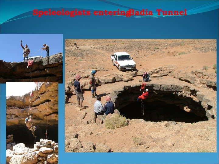 Speleologists entering Badia Tunnel 