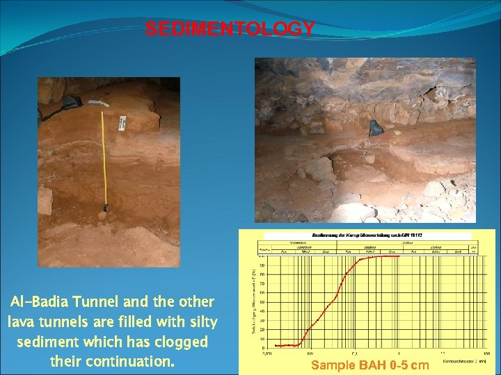 SEDIMENTOLOGY Al-Badia Tunnel and the other lava tunnels are filled with silty sediment which