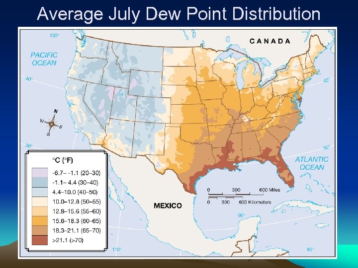 Average July Dew Point Distribution 
