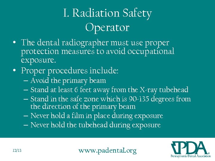 Radiation Protection Update Pennsylvania Dental Association Revised
