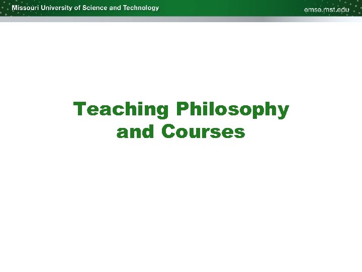 Teaching Philosophy and Courses 