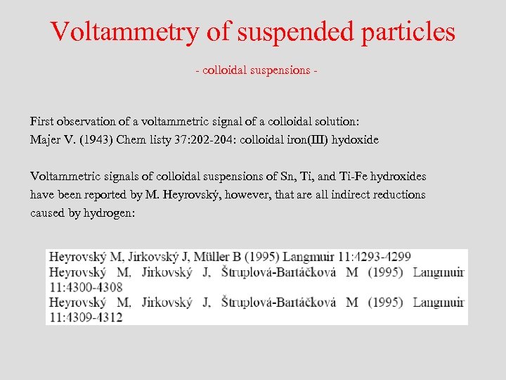 Voltammetry of suspended particles - colloidal suspensions - First observation of a voltammetric signal
