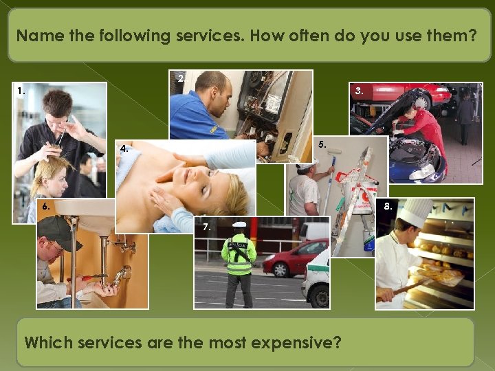 Name the following services. How often do you use them? 2. . 1. 3.