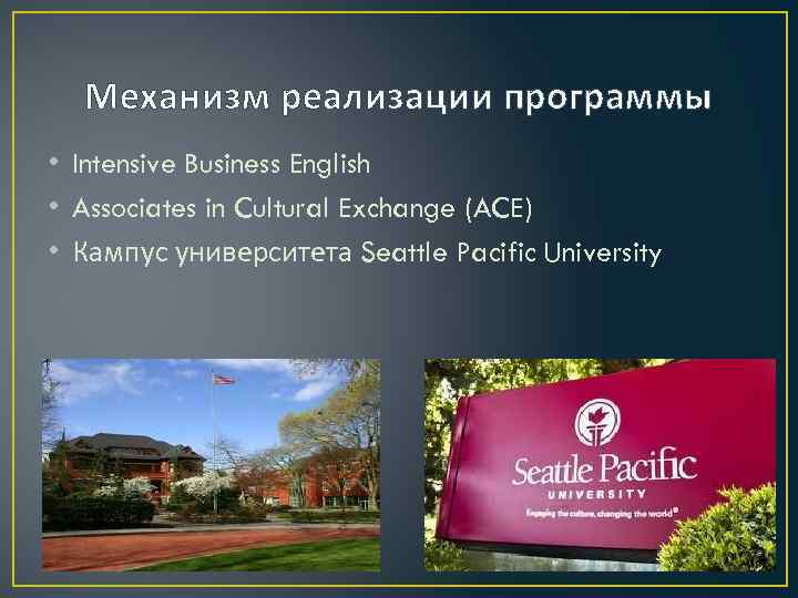 Механизм реализации программы • Intensive Business English • Associates in Cultural Exchange (ACE) •
