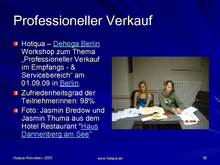 Professioneller Verkauf Hotqua – Dehoga Berlin Workshop zum Thema „Professioneller Verkauf im Empfangs -