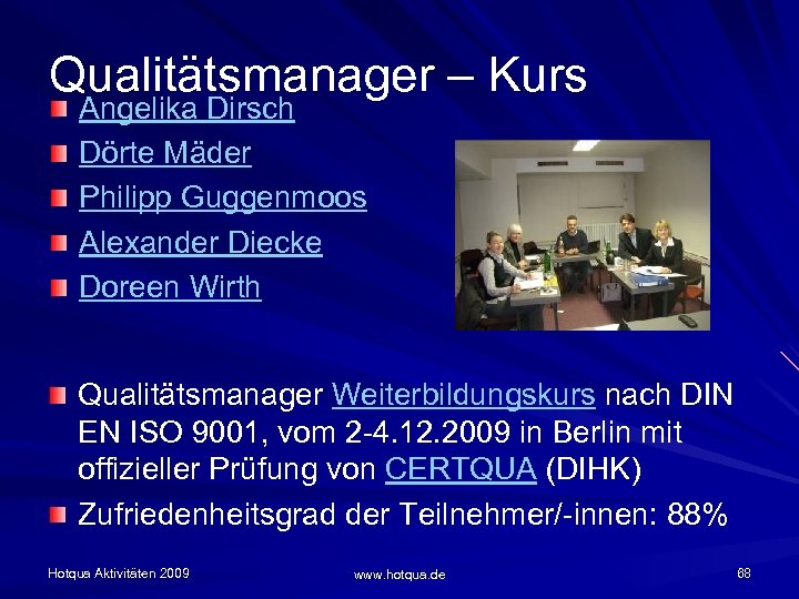 Qualitätsmanager – Kurs Angelika Dirsch Dörte Mäder Philipp Guggenmoos Alexander Diecke Doreen Wirth Qualitätsmanager