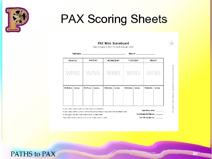 PAX Scoring Sheets 89 