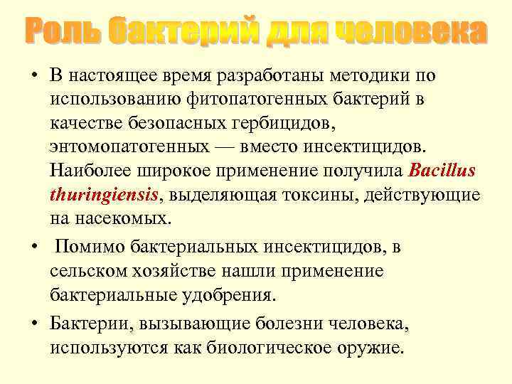  • В настоящее время разработаны методики по использованию фитопатогенных бактерий в качестве безопасных