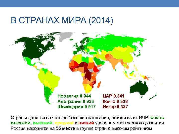 Индекс человеческого развития карта