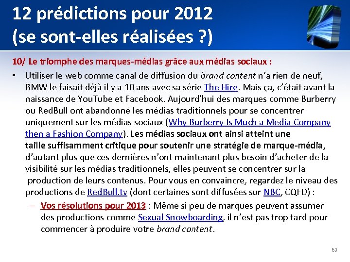 12 prédictions pour 2012 (se sont-elles réalisées ? ) 10/ Le triomphe des marques-médias