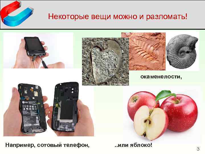 Некоторые вещи можно и разломать! окаменелости, Например, сотовый телефон, . . или яблоко! 3