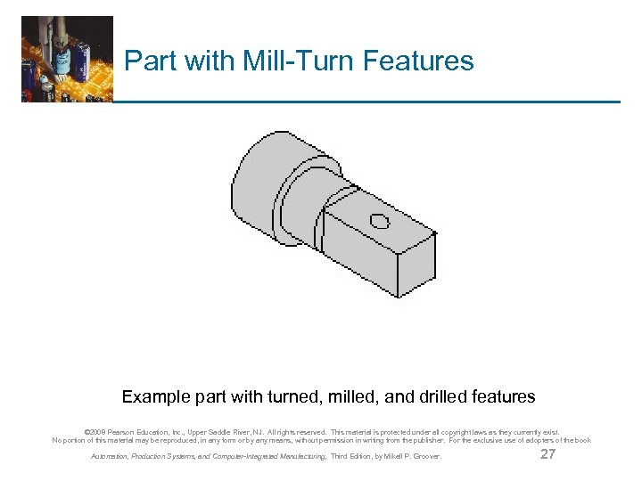 Part with Mill-Turn Features Example part with turned, milled, and drilled features © 2008