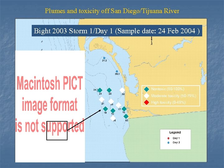Plumes and toxicity off San Diego/Tijuana River Bight 2003 Storm 1/Day 1 (Sample date: